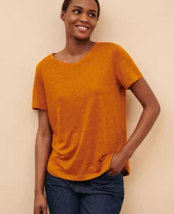 Femme Comptoir des Cotonniers Amandine - T-Shirt Col Rond En Lin