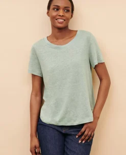 Femme Comptoir des Cotonniers Amandine - T-Shirt Col Rond En Lin