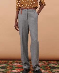 Femme Comptoir des Cotonniers Blandine - Pantalon Droit En Flanelle