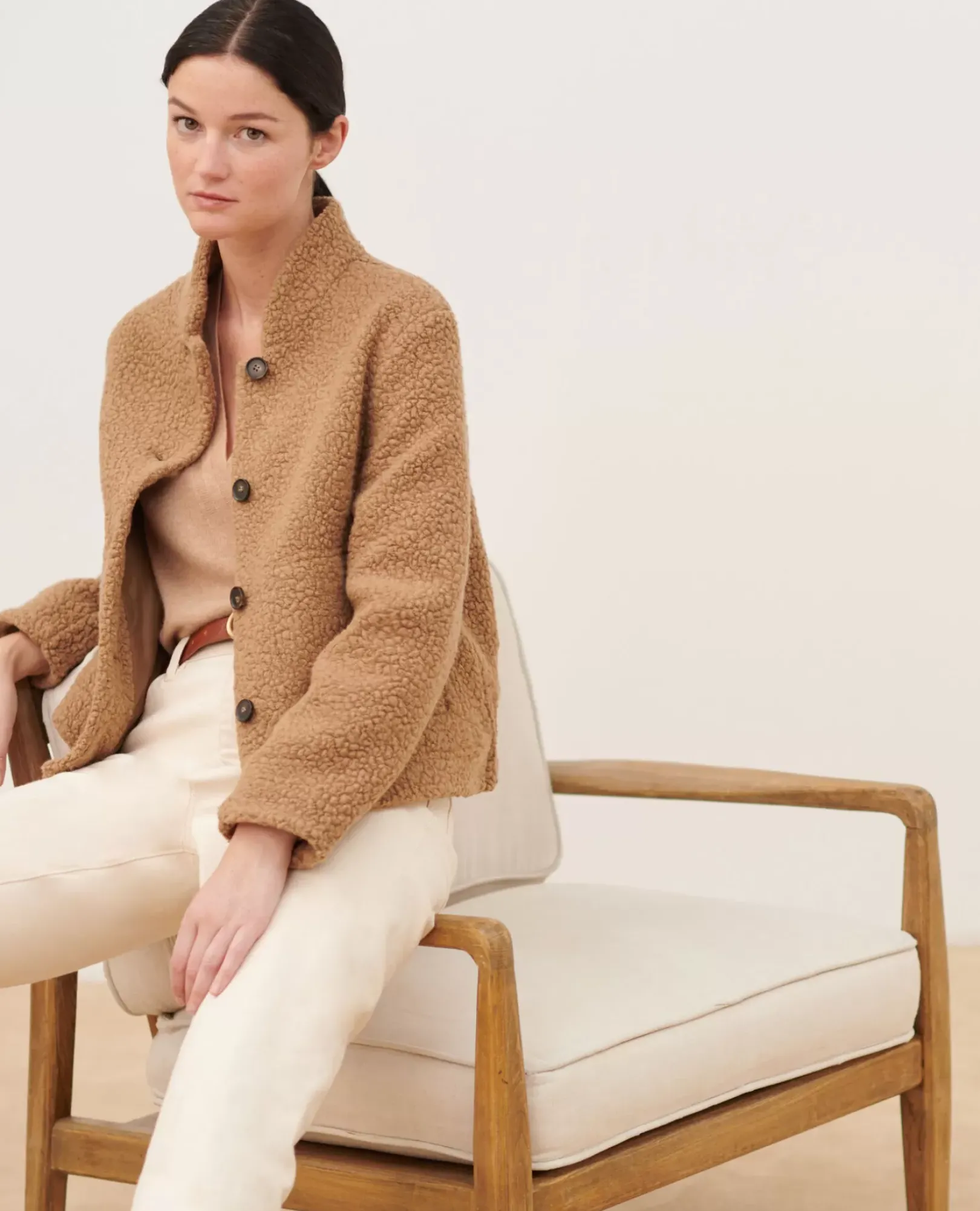 Femme Comptoir des Cotonniers Blouson Court En Laine Melangee