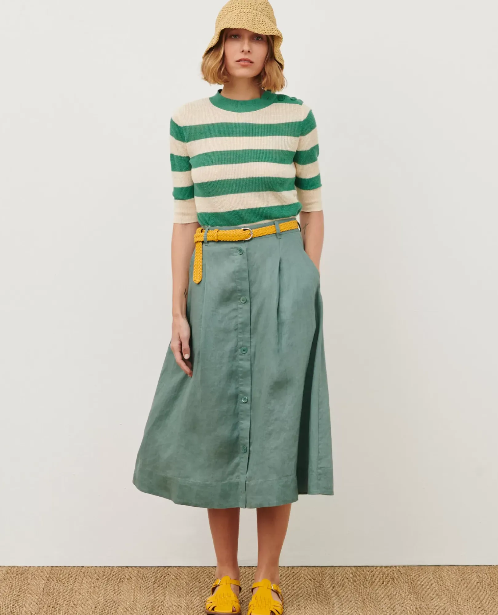 Femme Comptoir des Cotonniers Jupe Midi En Lin