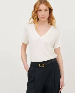 Femme Comptoir des Cotonniers Lea - T-Shirt Fluide Col V