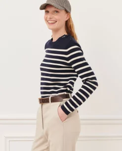 Femme Comptoir des Cotonniers Maddy - Pull Marin En Laine Merinos