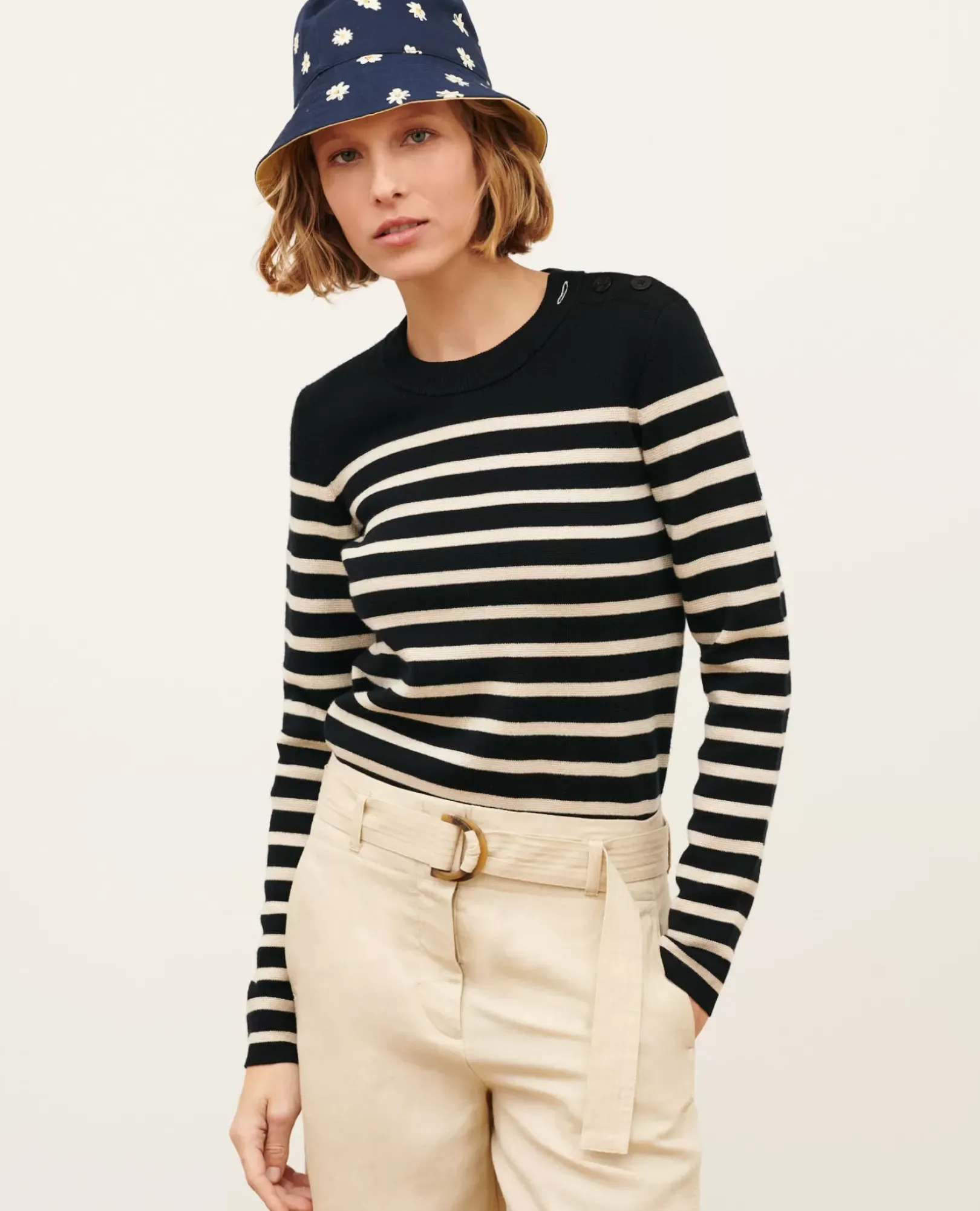 Femme Comptoir des Cotonniers Maddy - Pull Marin En Laine Merinos