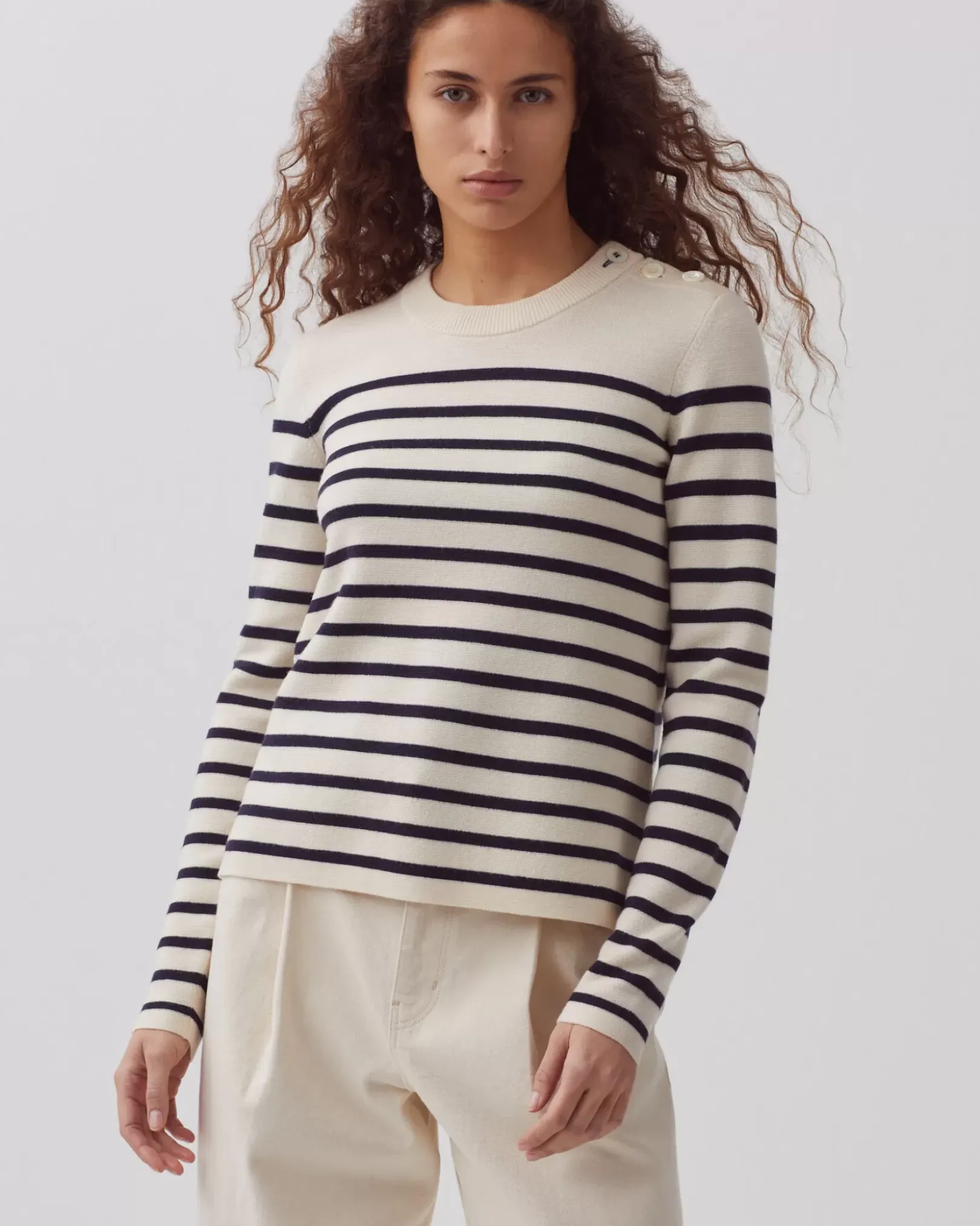 Femme Comptoir des Cotonniers Maddy - Pull Marin En Laine Merinos