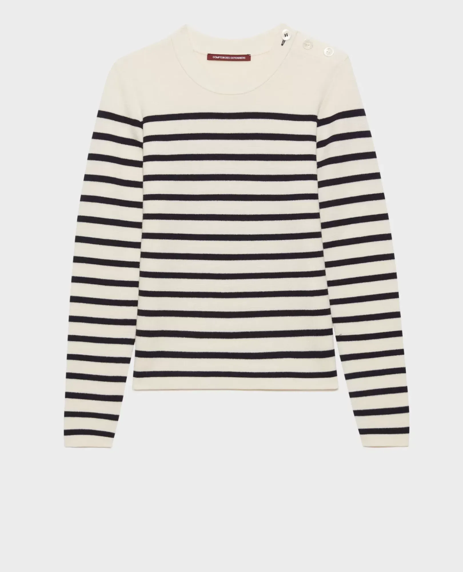 Femme Comptoir des Cotonniers Maddy - Pull Marin En Laine Merinos
