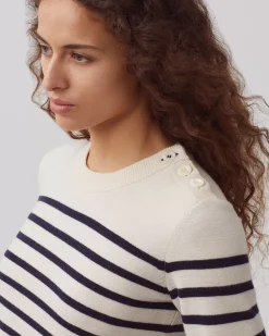 Femme Comptoir des Cotonniers Maddy - Pull Marin En Laine Merinos