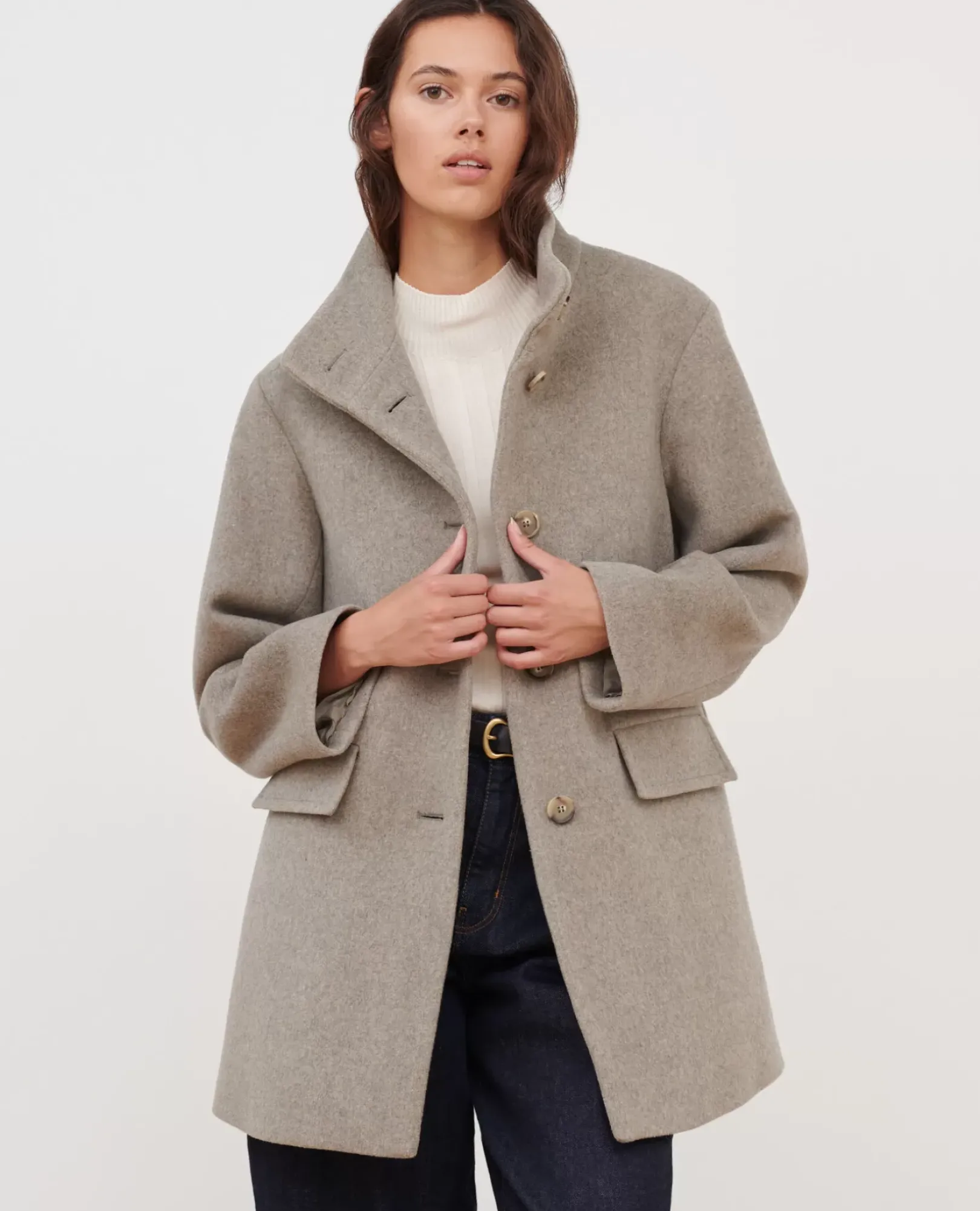 Femme Comptoir des Cotonniers Manteau Court En Laine Melangee