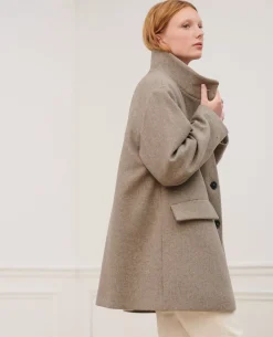 Femme Comptoir des Cotonniers Manteau Court En Laine Melangee
