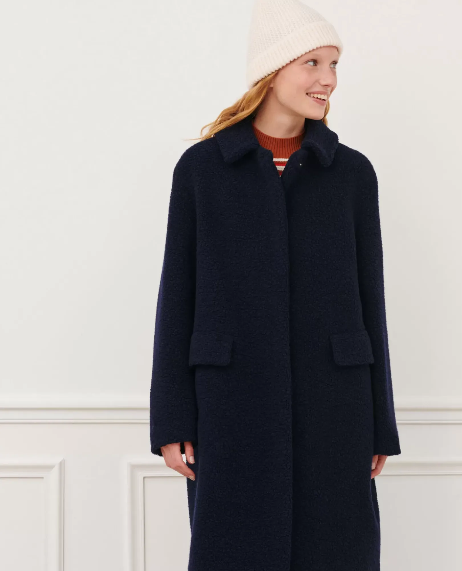 Femme Comptoir des Cotonniers Manteau Long En Laine Melangee