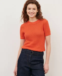 Femme Comptoir des Cotonniers Pull A Manches Courtes En Coton