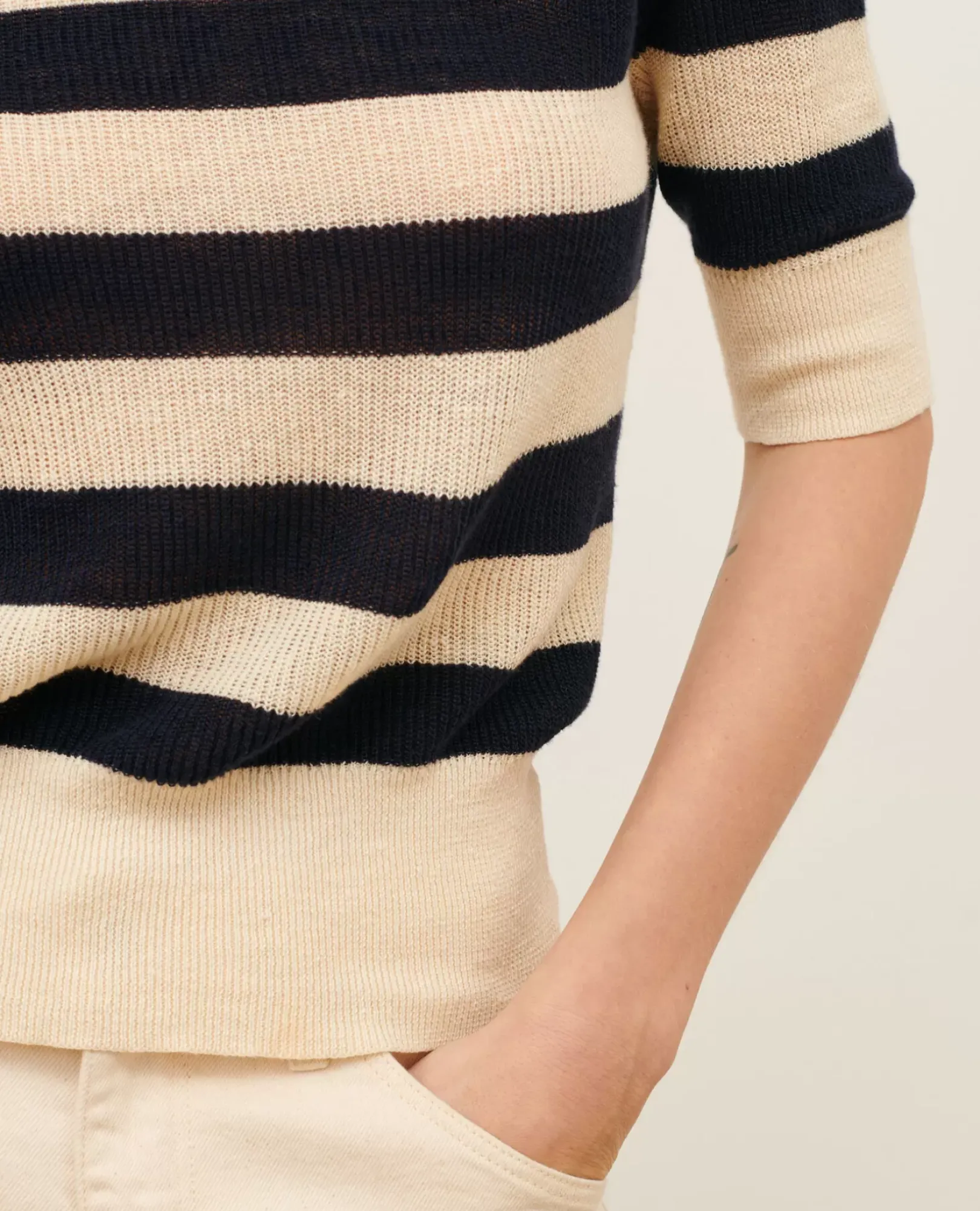 Femme Comptoir des Cotonniers Pull Manches Courtes En Lin