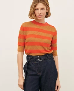 Femme Comptoir des Cotonniers Pull Manches Courtes En Lin
