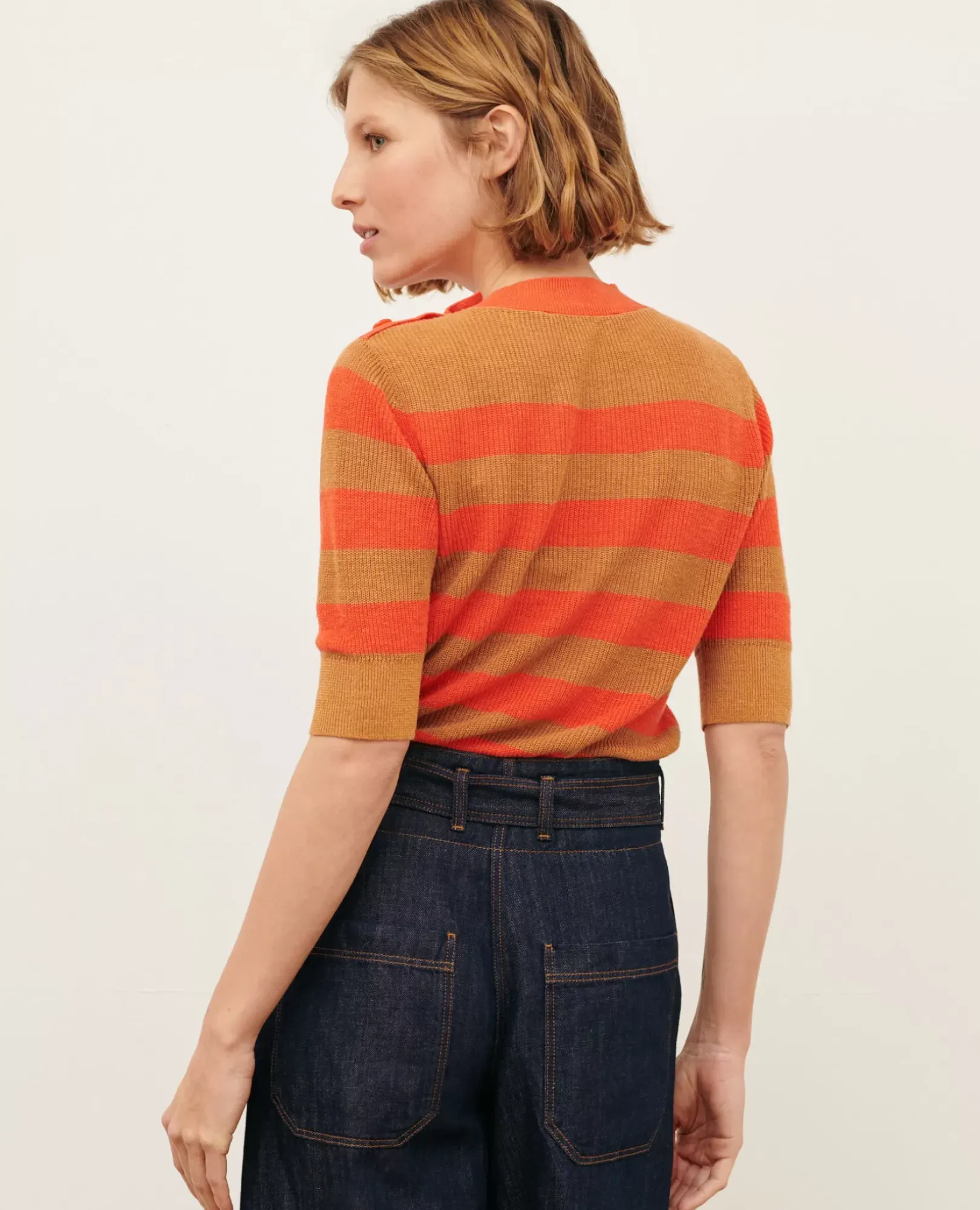 Femme Comptoir des Cotonniers Pull Manches Courtes En Lin