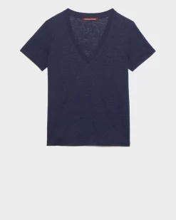 Femme Comptoir des Cotonniers Sarah - T-Shirt Col V En Lin