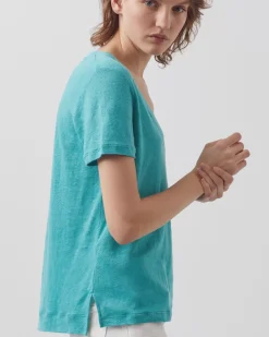Femme Comptoir des Cotonniers Sarah - T-Shirt Col V En Lin