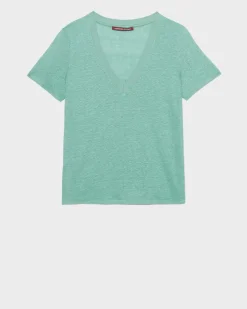Femme Comptoir des Cotonniers Sarah - T-Shirt Col V En Lin