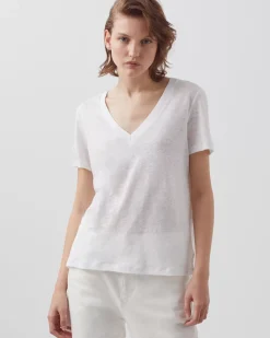 Femme Comptoir des Cotonniers Sarah - T-Shirt Col V En Lin